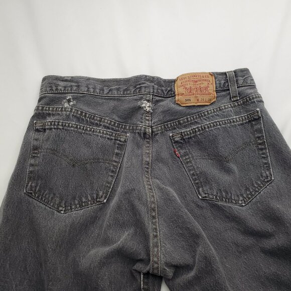 👖 VINTAGE Levi's 501 Button Fly Straight Leg Jeans (W34 L34) Faded Black/Gray - Picture 2 of 6